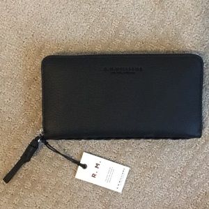 Black leather zip around wallet